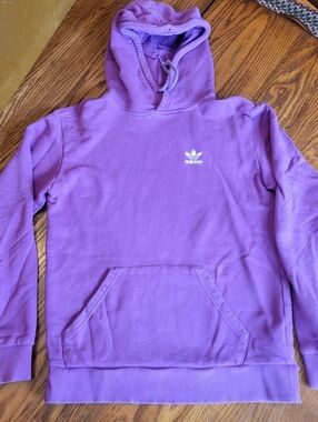 adidas Mens Purple  Hooded Sweatshirt with White Trefoil Unisex
